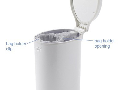 ubbi diaper pail - this view shows the ubbi diaper pail liner and how the bag is...