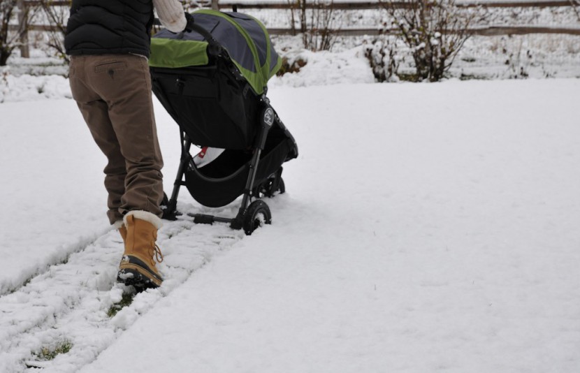 full size stroller - you may never traverse through snow, but we tested various terrains...