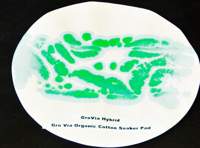 grovia organic cotton soaker pad absorbency test scored very poorly...