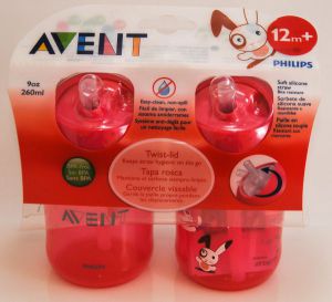Philips AVENT 2 PACK - 12 oz Straw Toddler Sippy Drinking Cups RED - 18m +  (Red) - For Moms