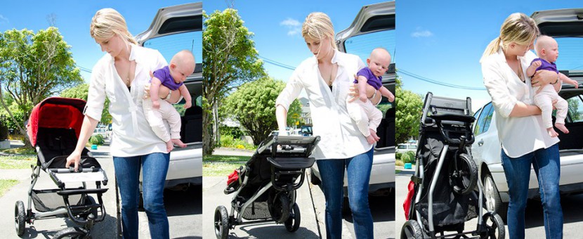 mountain buggy mini - one hand fold and self-stand takes some practice to master