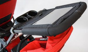 orbit baby g3 with helix plus double upgrade kit - there is a hidden pocket located under the tablet holder and handle...