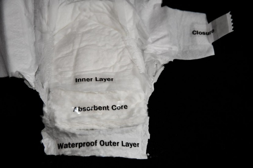 diapers are constructed in three layers, an inner layer that sits...