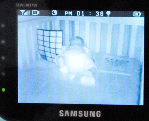 in night vision mode the baby's face disappears and the eye chart...