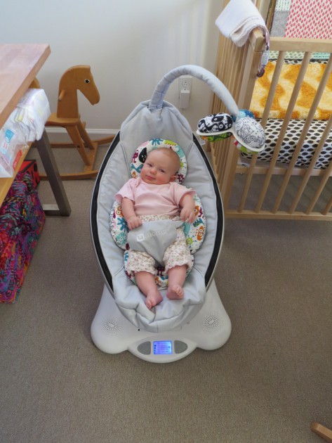4moms mamaroo - the mobile shifts out of the way, making placing baby into the swing...