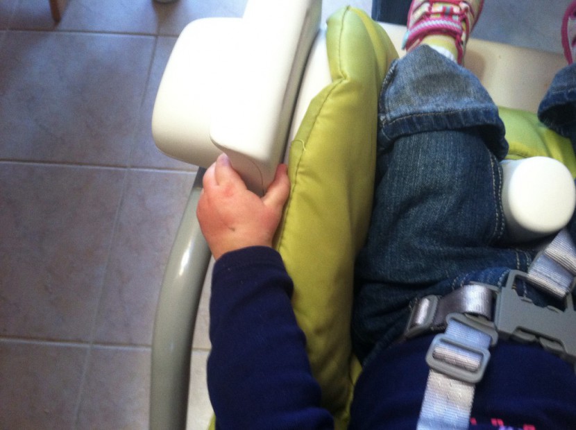 oxo seedling - when in the recline position, baby's fingers easily got in the way...