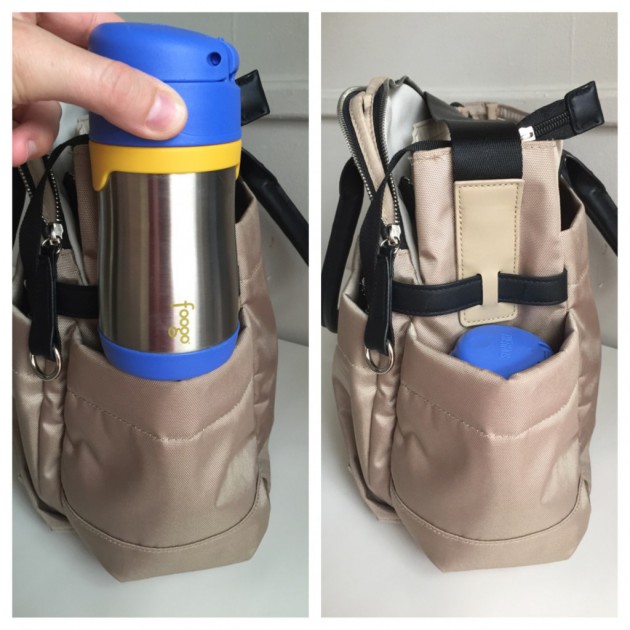 we had no problems fitting the 8oz foogo into the exterior pockets.