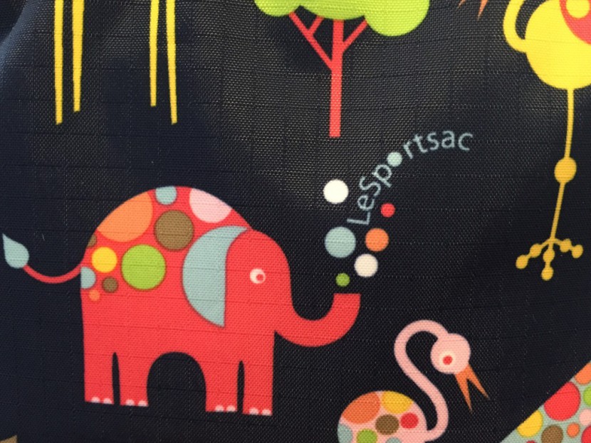 lesportsac ryan baby bag - closeup of the "cute" nylon fabric print on the ryan.