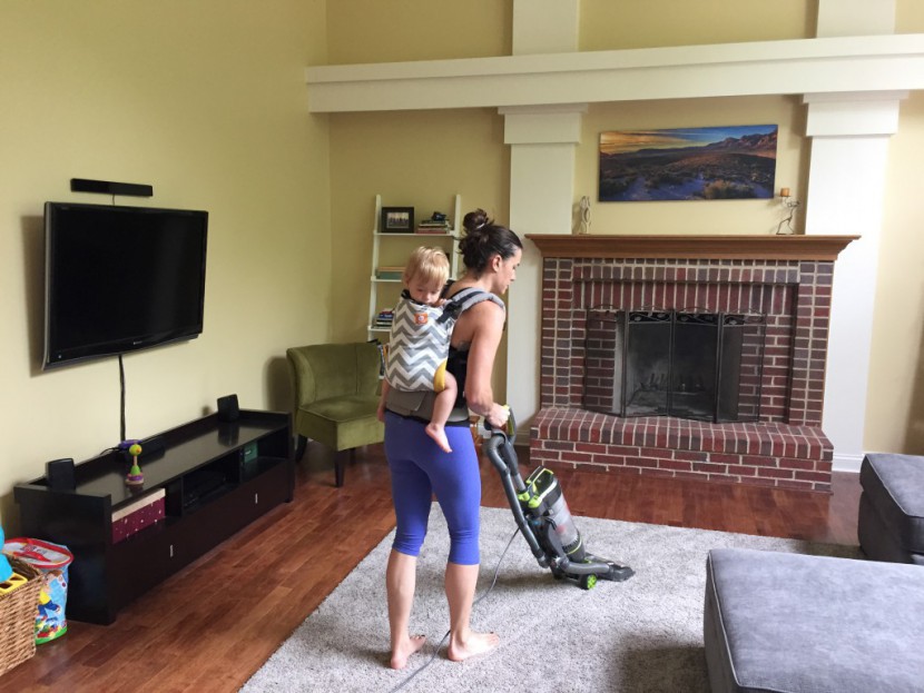 tula ergonomic baby - we love the comfort of the tula ergonomic baby while doing chores.