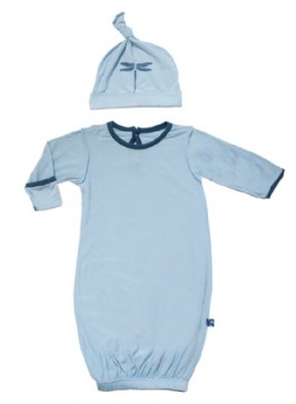 KicKee Pants Basic Layette Gown and Single Knot Hat