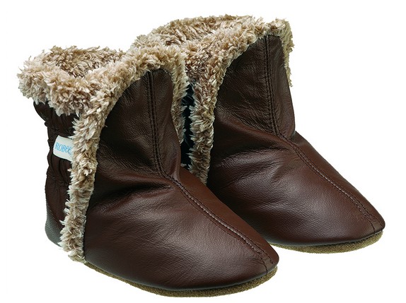 Robeez ROBEEZ - Classic soft-sole booties in chocolate brown