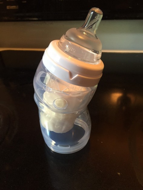 the side angle of the playtex nurser showing the angled body.