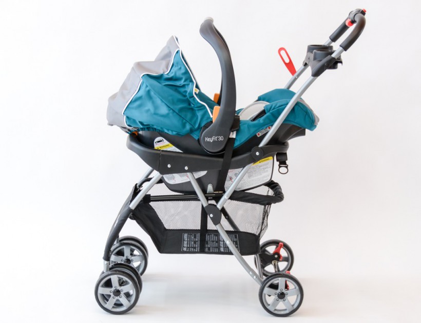 the chicco car seat seems to ilt somewhat back inside the baby trend...