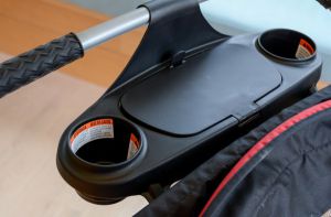 The parent tray on the Baby Trend Expedition  Double is the nicest...