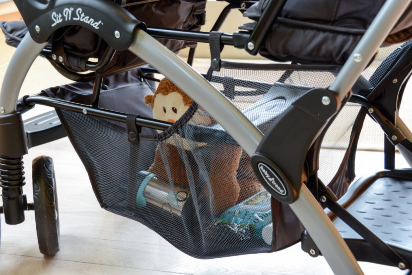 baby trend sit n' stand double - the storage bin on the sit 'n stand is hard to access from any...