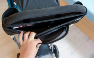 The neoprene parent console on the Caboose has storage pockets and...