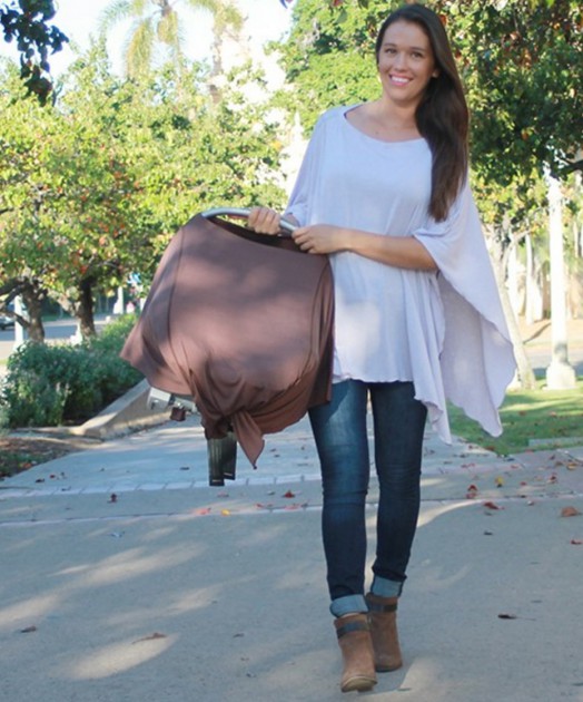 dria nursing cover in action as a comfy poncho on mom and also as an...