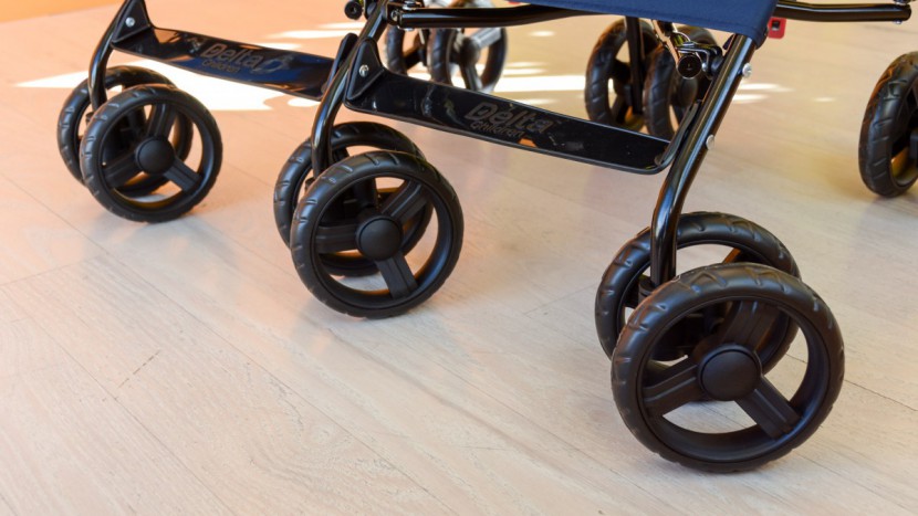 delta children lx side by side - the dual wheels on the delta can be pulled off course if the road is...