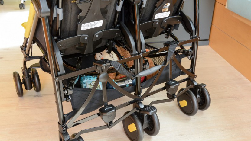 peg perego pliko mini twin - the cross bars on the back of the twin mini make the storage bin...