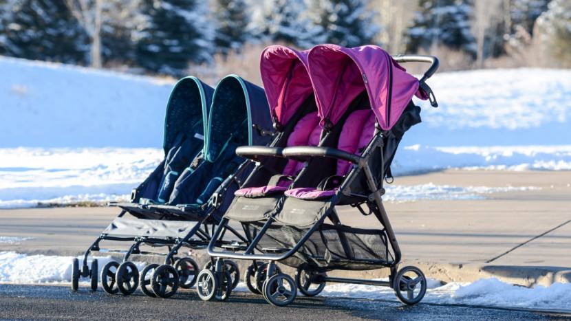 double travel stroller - the delta children lx side by side (left) and the zoe xl2 deluxe...