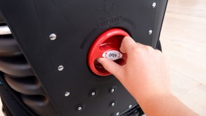 The Diono has a knob that adjusts the width of the shell for a...