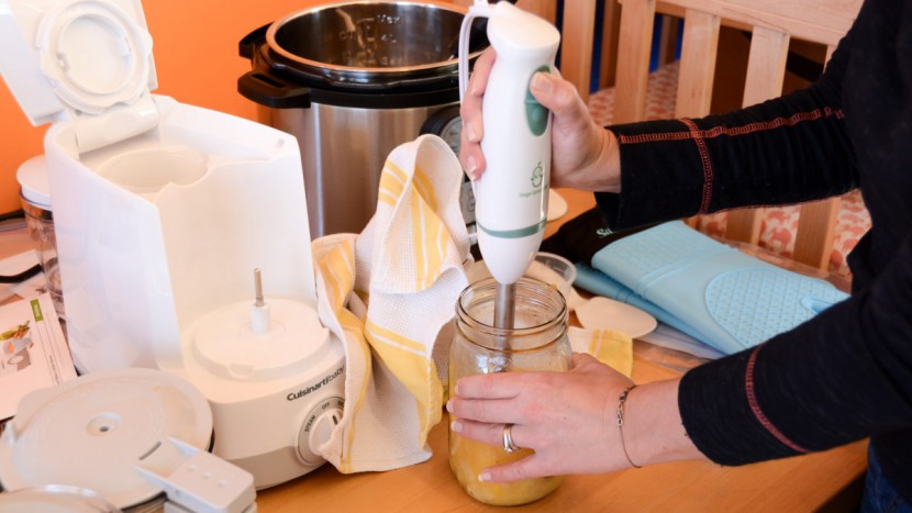 baby food maker - we found mason jars were easier to use with the immersion blender...