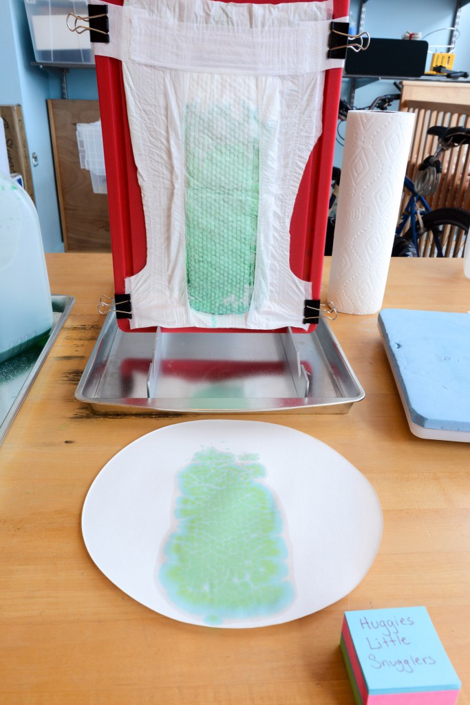 huggies little snugglers - notice the leakage pan for the snugglers is dry, but the absorption...