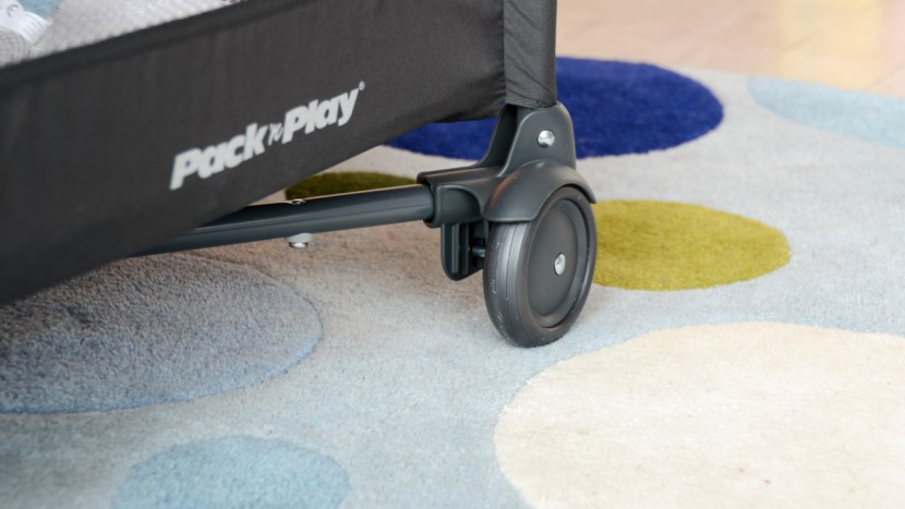 graco pack 'n play on the go - the graco has two wheels on one end for easier movement between...