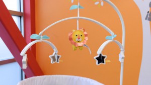 The Fisher-Price comes with a fun mobile.