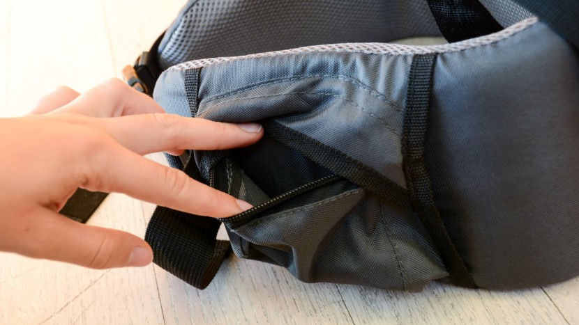 baby backpack - the clevr waistband has a zippered pocket that may not be large...