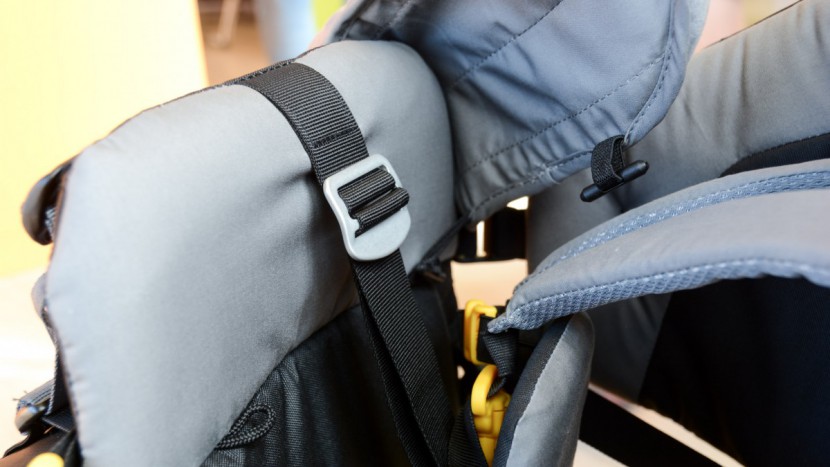 the seat pad on the deuter uses a buckle adjustment located under...