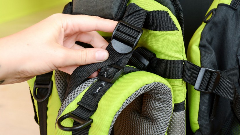 adjusting the kiddy shoulder strap height involves unthreading the...