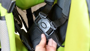 The push button chest clip on the Kiddy should be easier to use than...