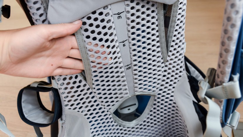 the back of the osprey has a mesh cover for superior breathability.