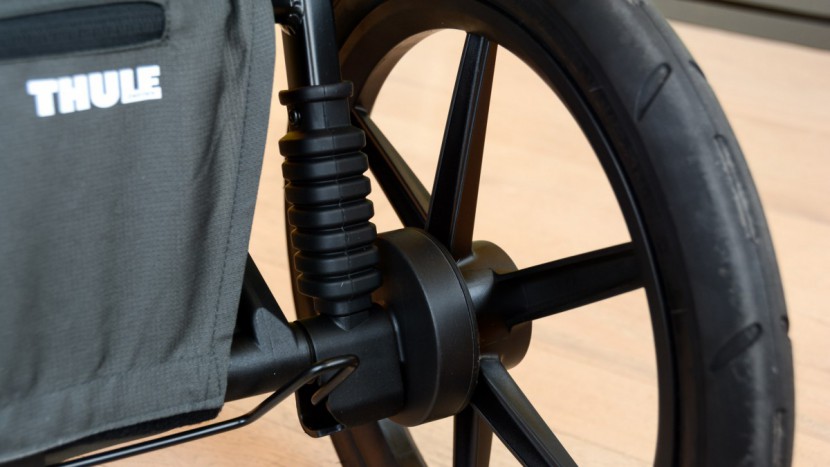 thule urban glide 2 - the urban glide 2 has rear suspension that helps absorb the impact...