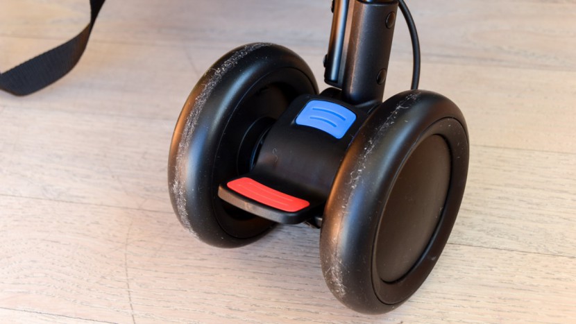 the brake pedal on the nano duo is color-coded and is press to set...