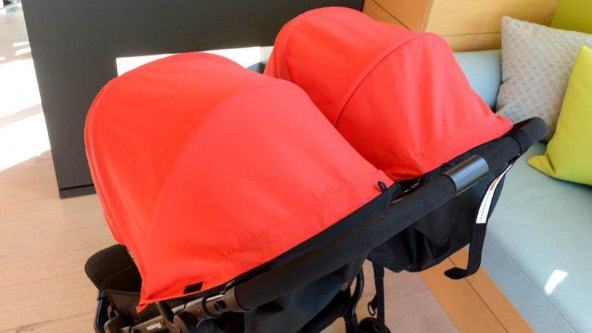 mountain buggy nano duo - the nano canopies lack peek-a-boo windows and are only medium in size.