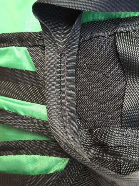 details of the sturdy stitching on the handles of the boken.