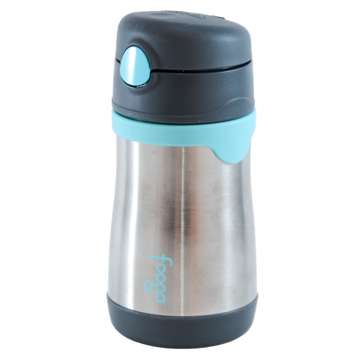 Thermos Foogo Stainless Steel Straw Bottle, 10 oz, Charcoal/Teal