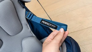 The Elite has a torso adjustment strap that can be moved on-the-go...
