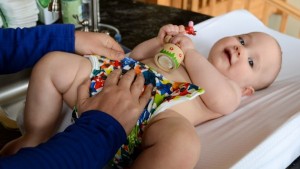 The microfleece lining of the Rumparooz Pocket kept liquids locked...