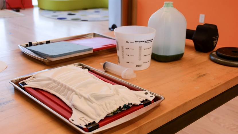 here, the absorbency of the rumparooz pocket is about to be put to...