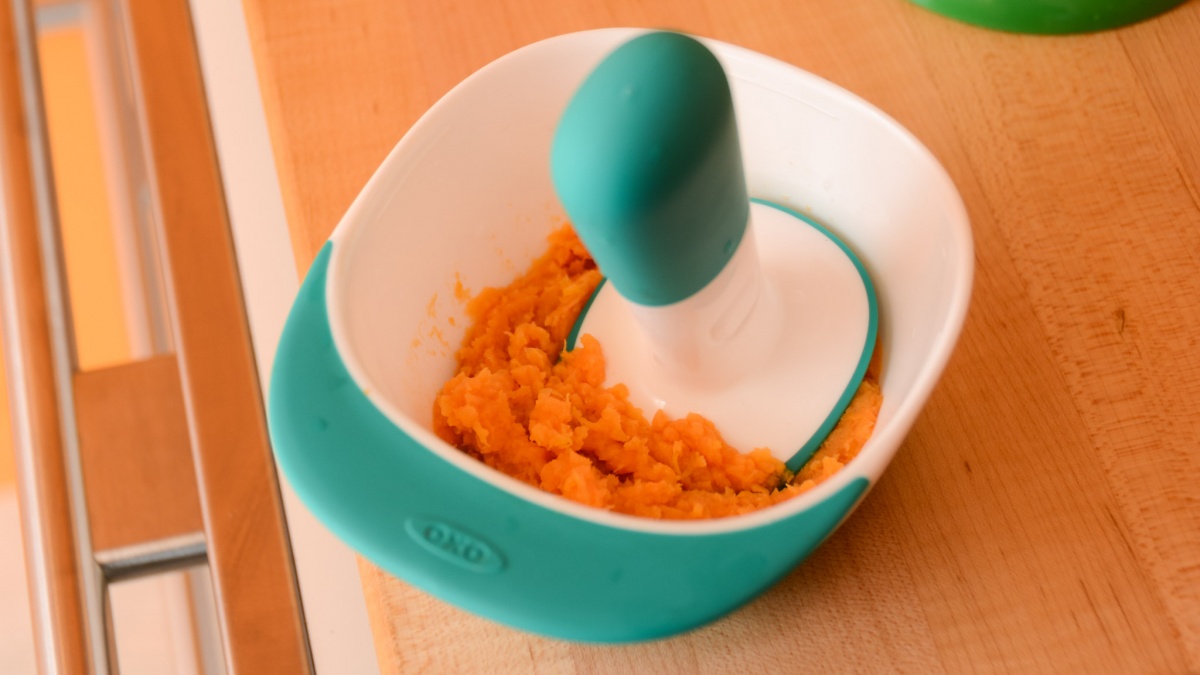 OXO Tot Food Masher Review (sweet potato)
