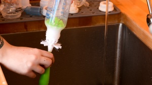 It&#039;s a bit of a squeeze to get the brush head of the Munchkin...