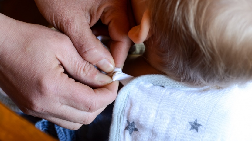 baby bib - the aden + anais burpy bib only has one snap setting.