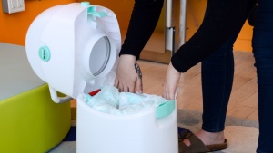 The Creative Baby Tidy has an inner ring that helps keep the bag in...