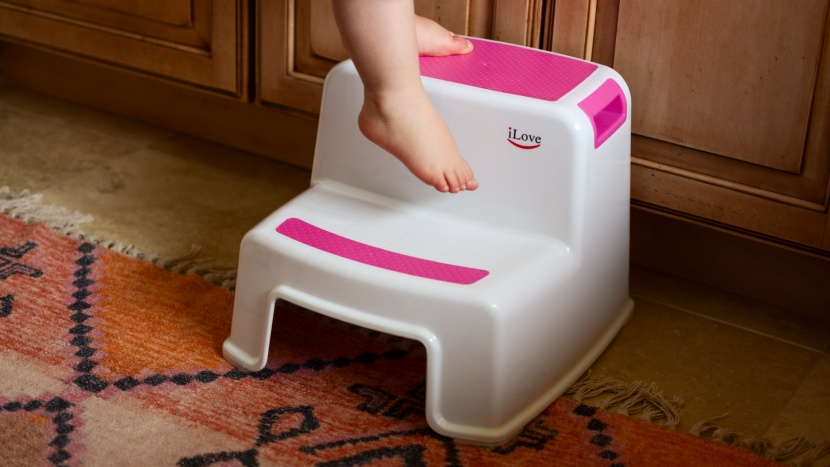 the ilove is sturdy and has slip-resistant material on both steps.
