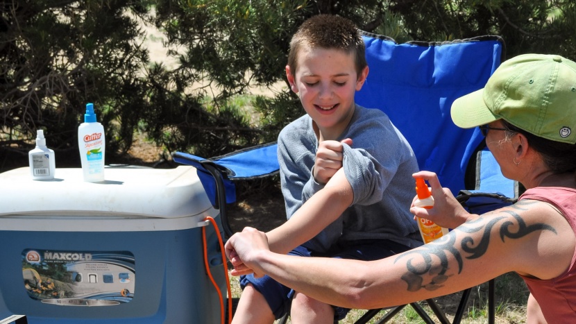 bug spray - to avoid over spraying or getting repellent in the eyes or mouth...