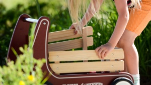 The wood slats on the side of the Radio Flyer are easily removable...