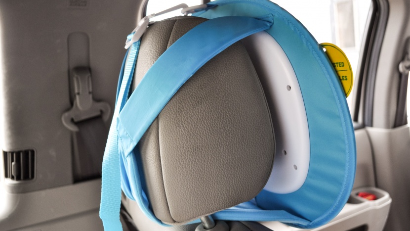 baby mirror for car - the brica has one clip and two velcro straps for installation.